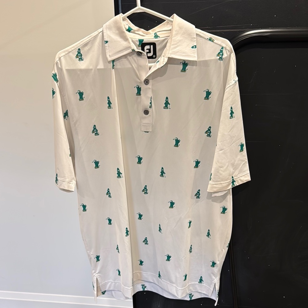 FootJoy White and Green Polo Shirt with Cactus Print